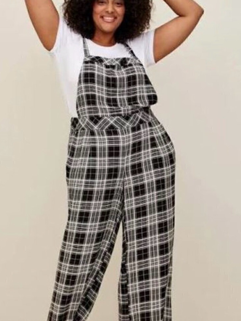 torrid Black & White Plaid Wide-Leg Jumpsuit